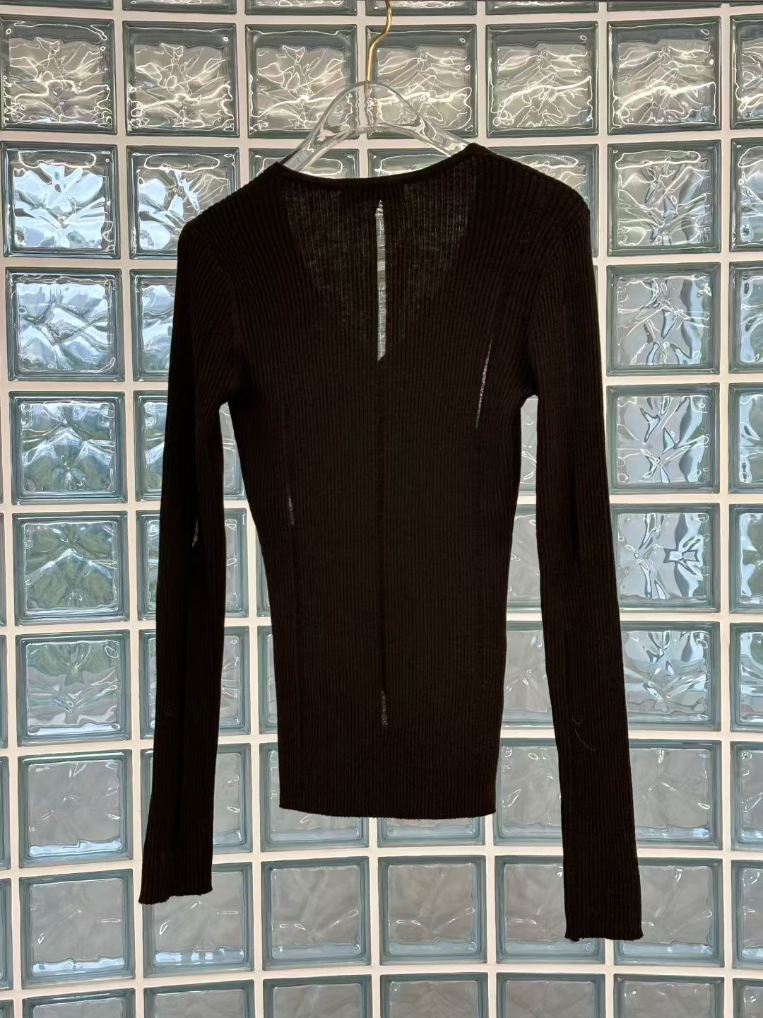 WADE東大門㊣直郵女裝新款人氣時尚25秋冬針織衫V領修身羅紋WADE針織衫圖色2