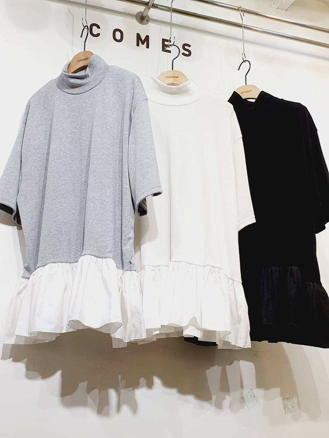 COMES-컴즈-OT東大門㊣直郵女士新款25秋冬真品長袖T恤褶皺COMES-ot長袖T恤圖色3左三色