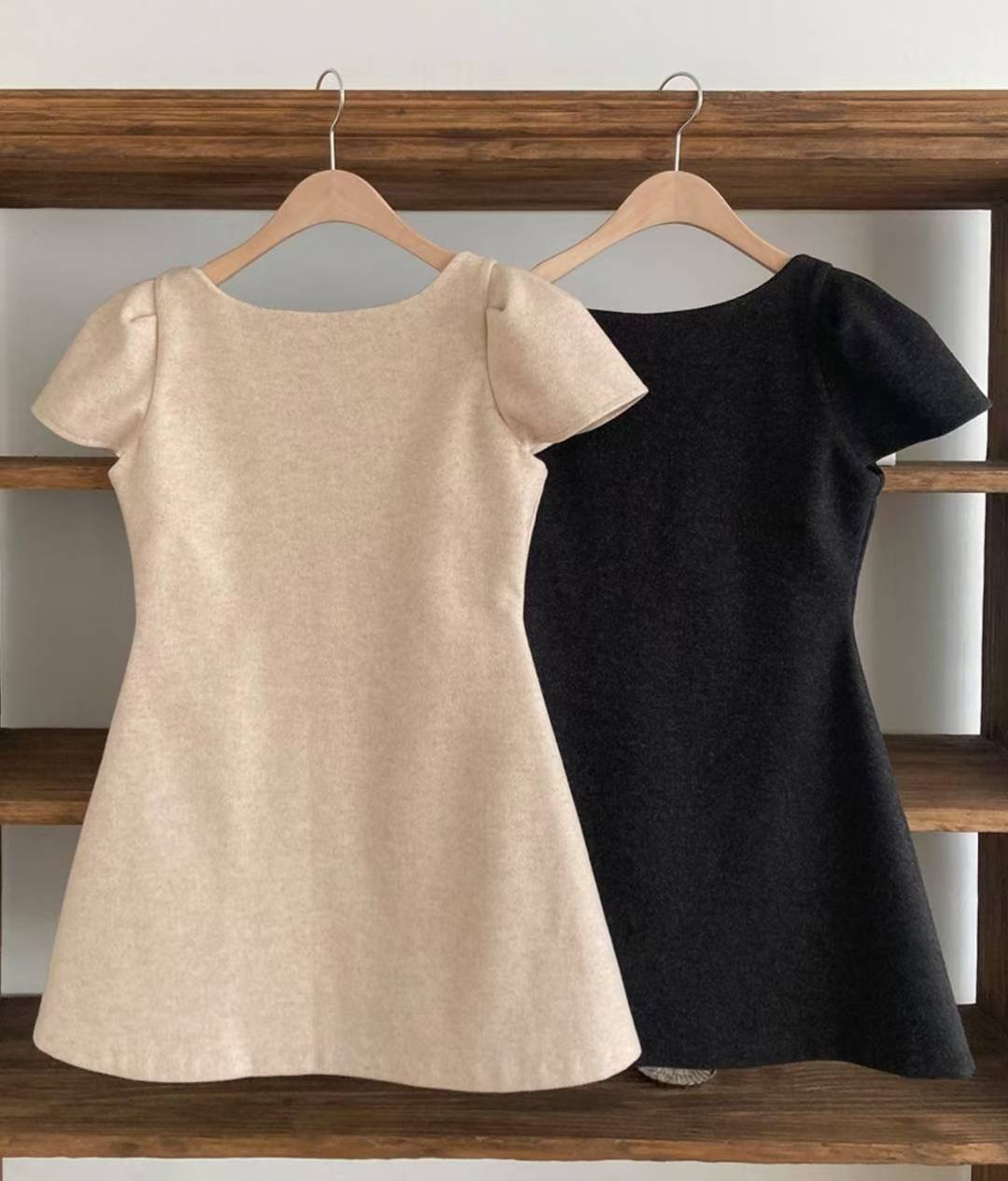 DRY FLOWER韓國直郵㊣女士新款職業時尚休閑人氣連衣裙羊毛DRY FLOWER連衣裙