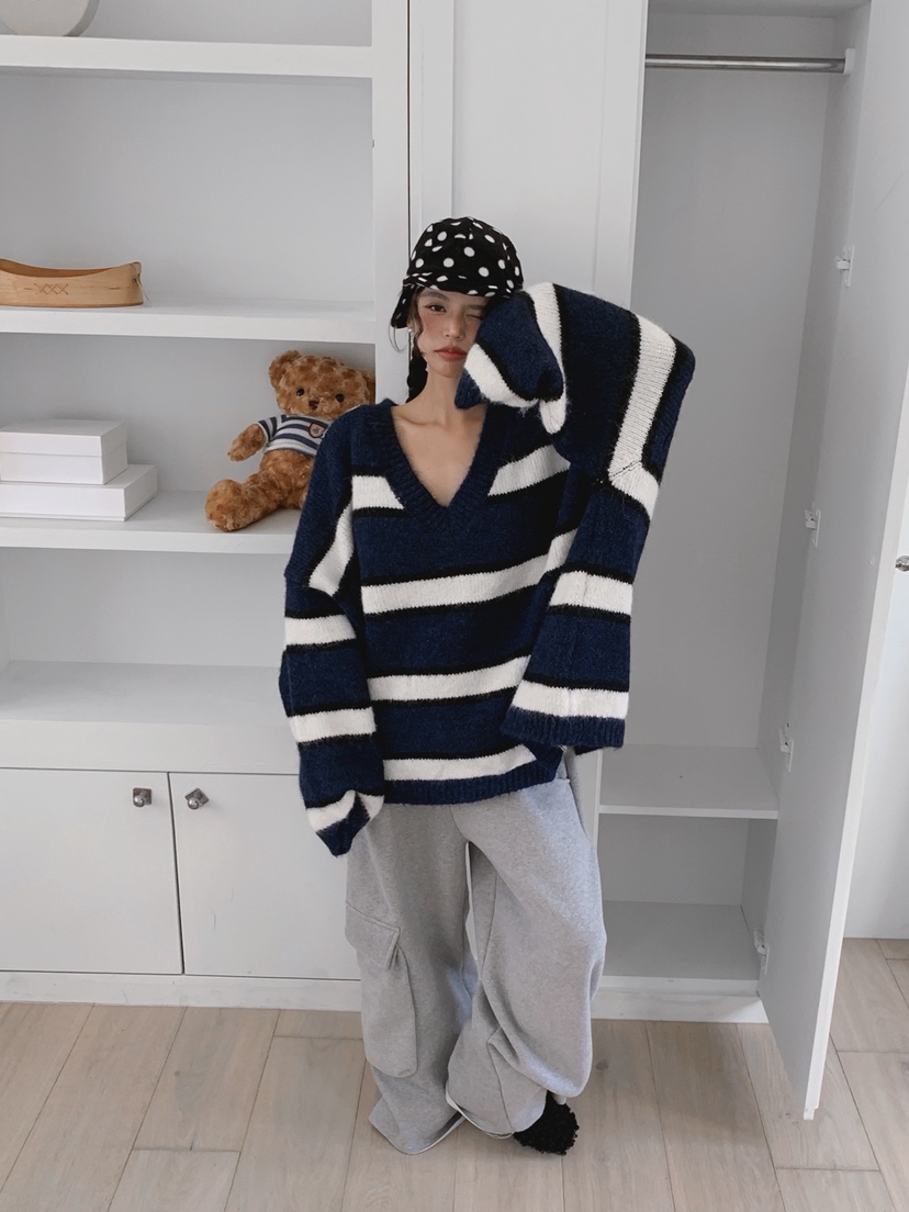 OURWAVE/OUR ROOM東大門㊣直郵女士新品休閑針織衫V領羊毛Our Wave/Our Room針織衫