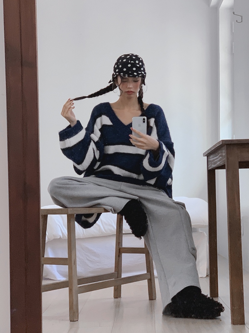 OURWAVE/OUR ROOM東大門㊣直郵女士新品休閑針織衫V領羊毛Our Wave/Our Room針織衫