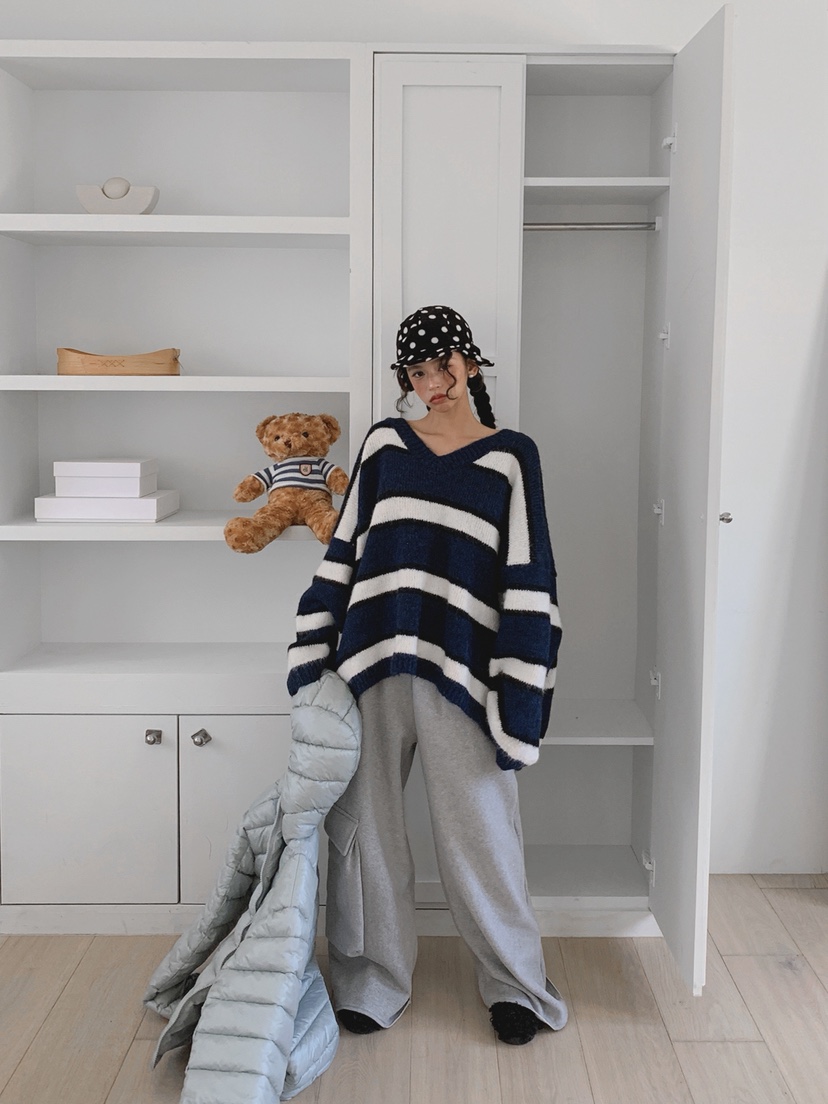 OURWAVE/OUR ROOM東大門㊣直郵女士新品休閑針織衫V領羊毛Our Wave/Our Room針織衫