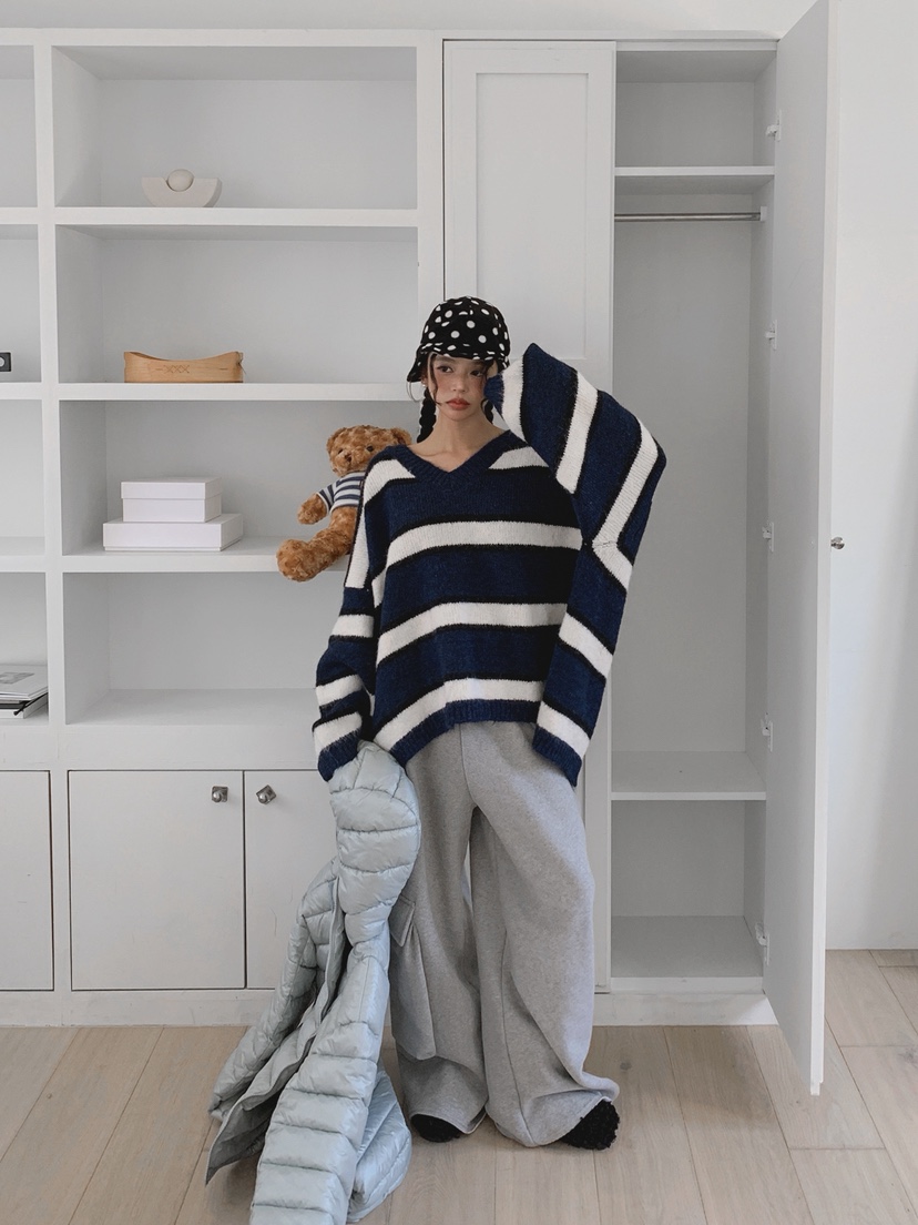 OURWAVE/OUR ROOM東大門㊣直郵女士新品休閑針織衫V領羊毛Our Wave/Our Room針織衫