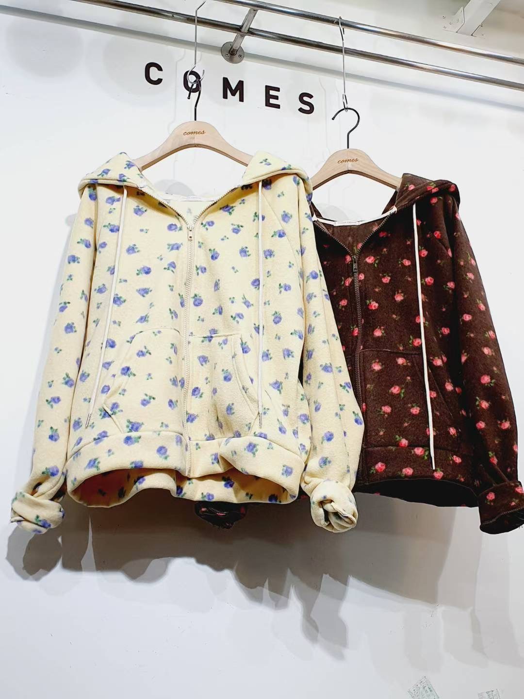 COMES-컴즈-OT韓國直郵㊣女士新品休閑真品25秋冬夾克羊毛花朵COMES-ot夾克