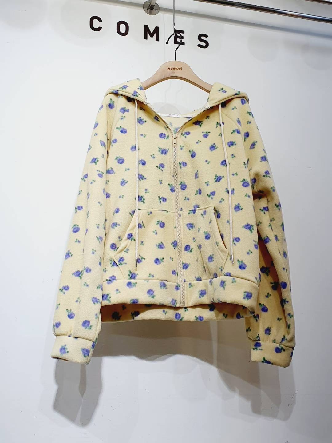 COMES-컴즈-OT韓國直郵㊣女士新品休閑真品25秋冬夾克羊毛花朵COMES-ot夾克圖色1