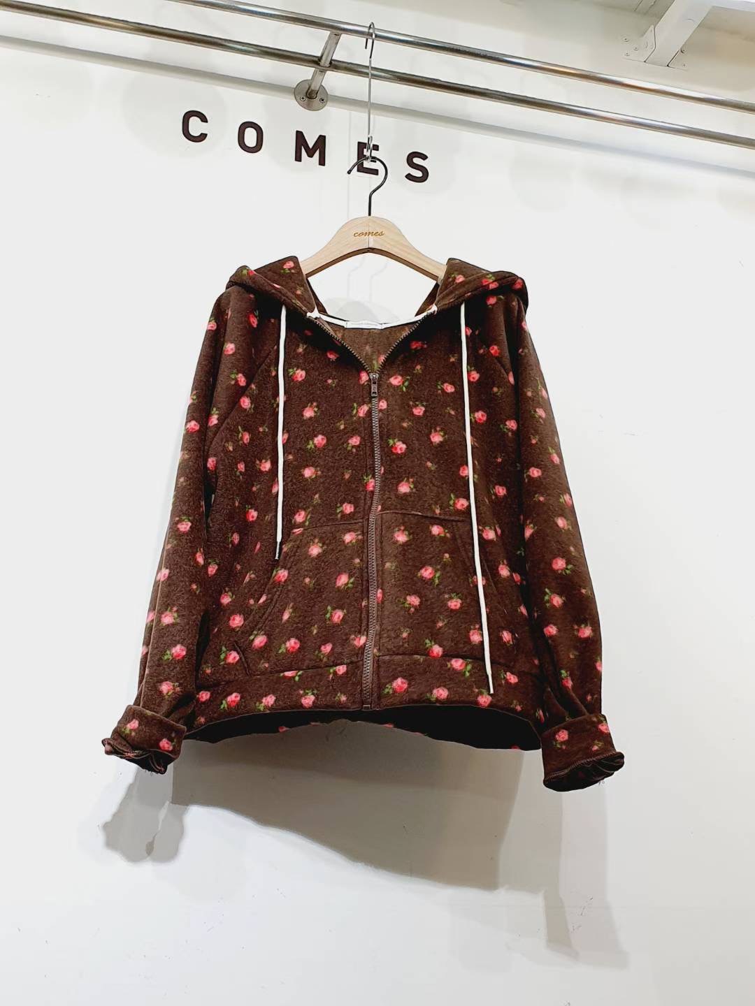 COMES-컴즈-OT韓國直郵㊣女士新品休閑真品25秋冬夾克羊毛花朵COMES-ot夾克圖色2
