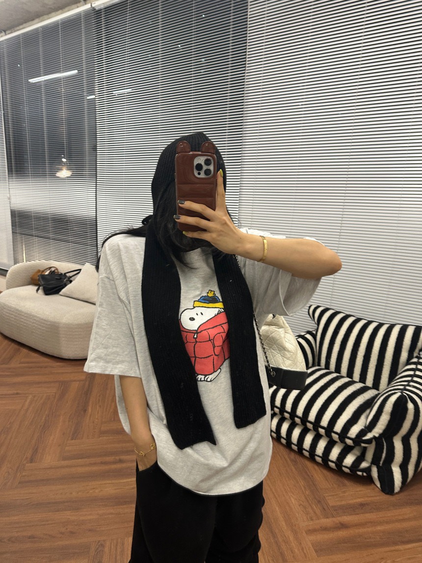 OURWAVE/OUR ROOM東大門㊣代購女裝新品人氣T恤史努比加絨抓絨Our Wave/Our RoomT恤