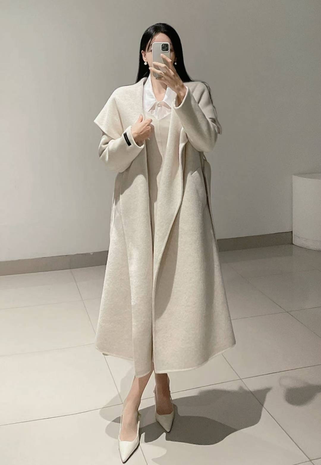 DRY FLOWER東大門㊣代購女士新品時尚真品中長款大衣羊駝毛DRY FLOWER中長款大衣