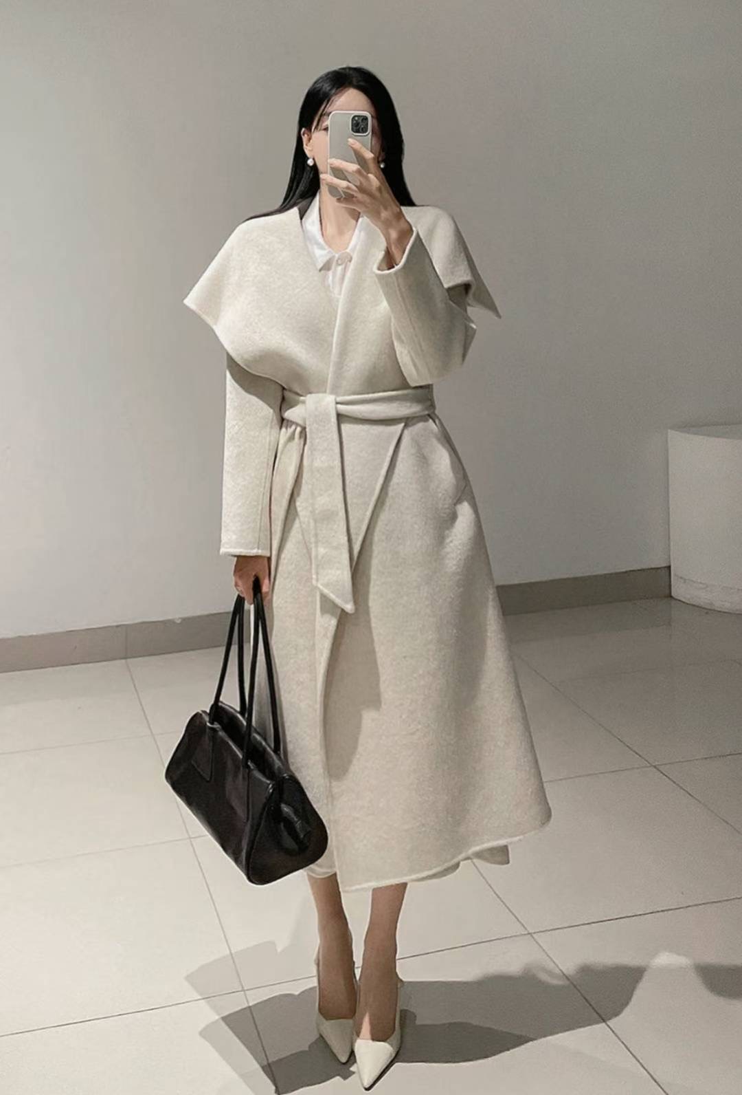 DRY FLOWER東大門㊣代購女士新品時尚真品中長款大衣羊駝毛DRY FLOWER中長款大衣圖色1