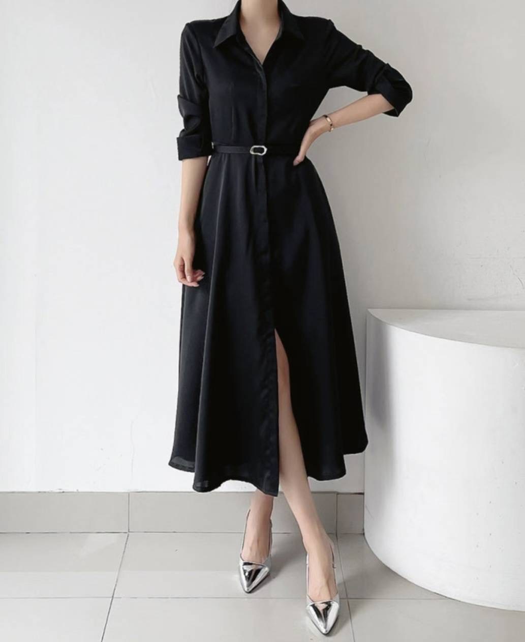 DRY FLOWER韓國直郵㊣女士新款時尚推薦人氣休閑連衣裙含腰帶DRY FLOWER連衣裙圖色2