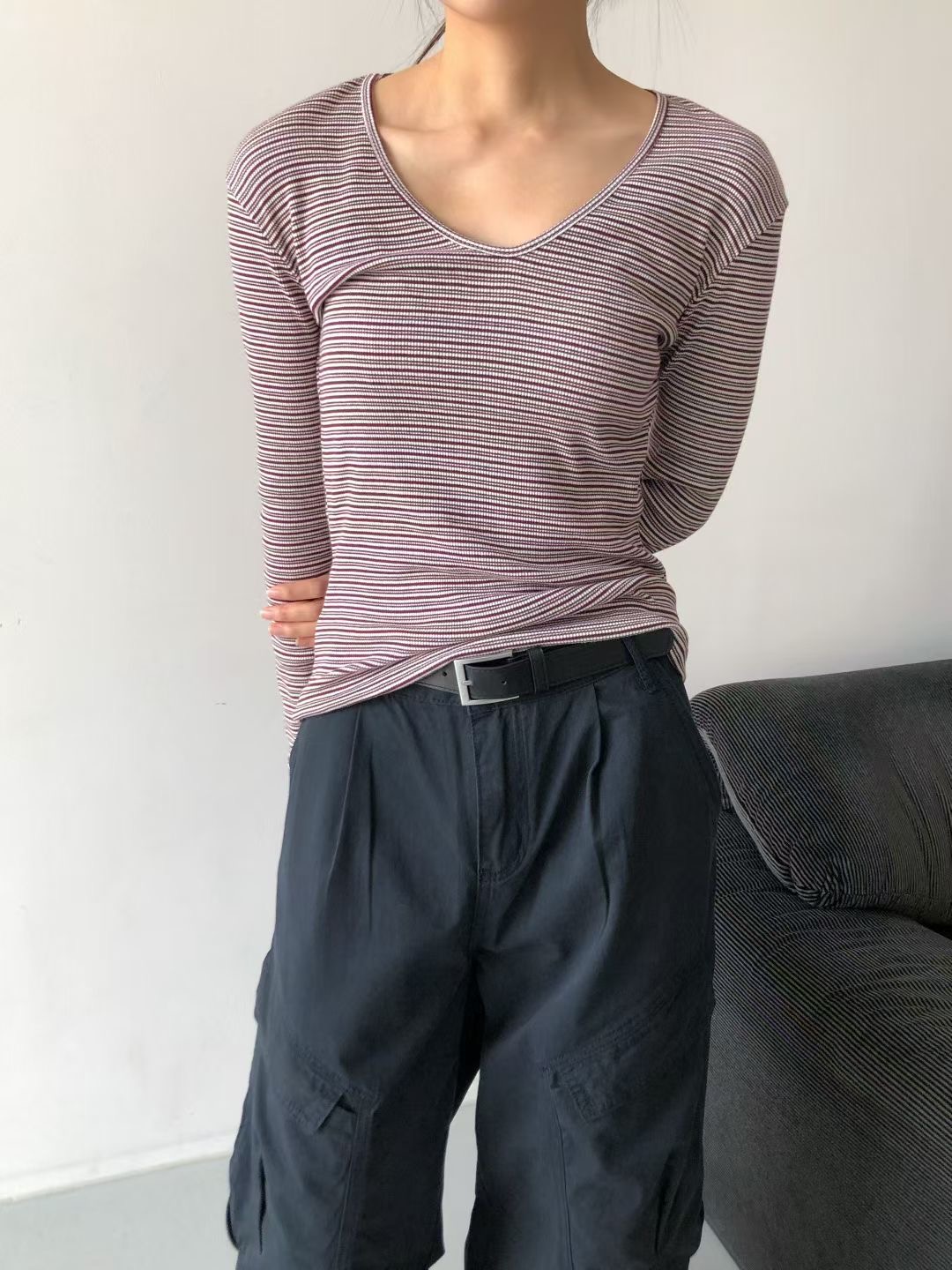 WADE東大門㊣直郵女士新款熱賣真品時尚推薦職業25秋冬長袖T恤WADE長袖T恤圖色2