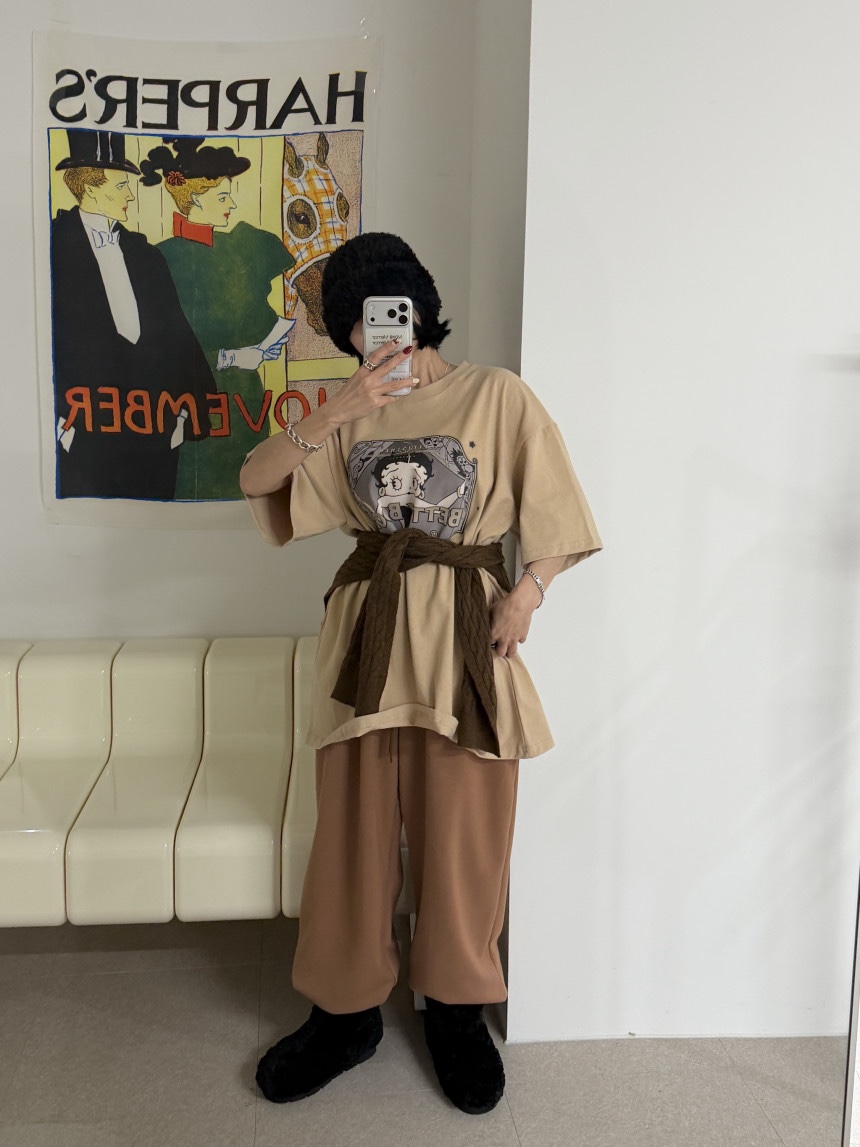 OURWAVE/OUR ROOM韓國直郵㊣女裝新品人氣時尚休閑T恤加絨Our Wave/Our RoomT恤