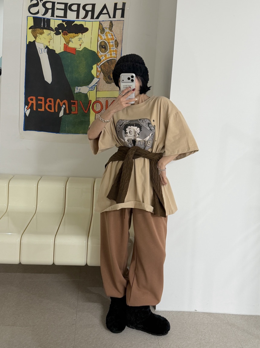 OURWAVE/OUR ROOM韓國直郵㊣女裝新品人氣時尚休閑T恤加絨Our Wave/Our RoomT恤