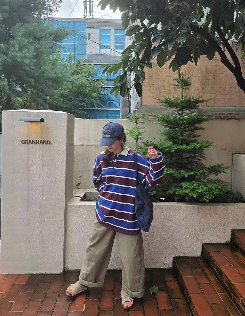 REALBLACK韓國代購㊣女士新品休閑推薦25秋冬熱賣時尚長袖T恤REALBLACK長袖T恤