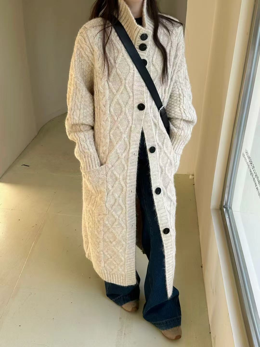 REALBLACK韓國直郵㊣女士新款推薦時尚職業人氣25秋冬中長款大衣REALBLACK中長款大衣圖色1