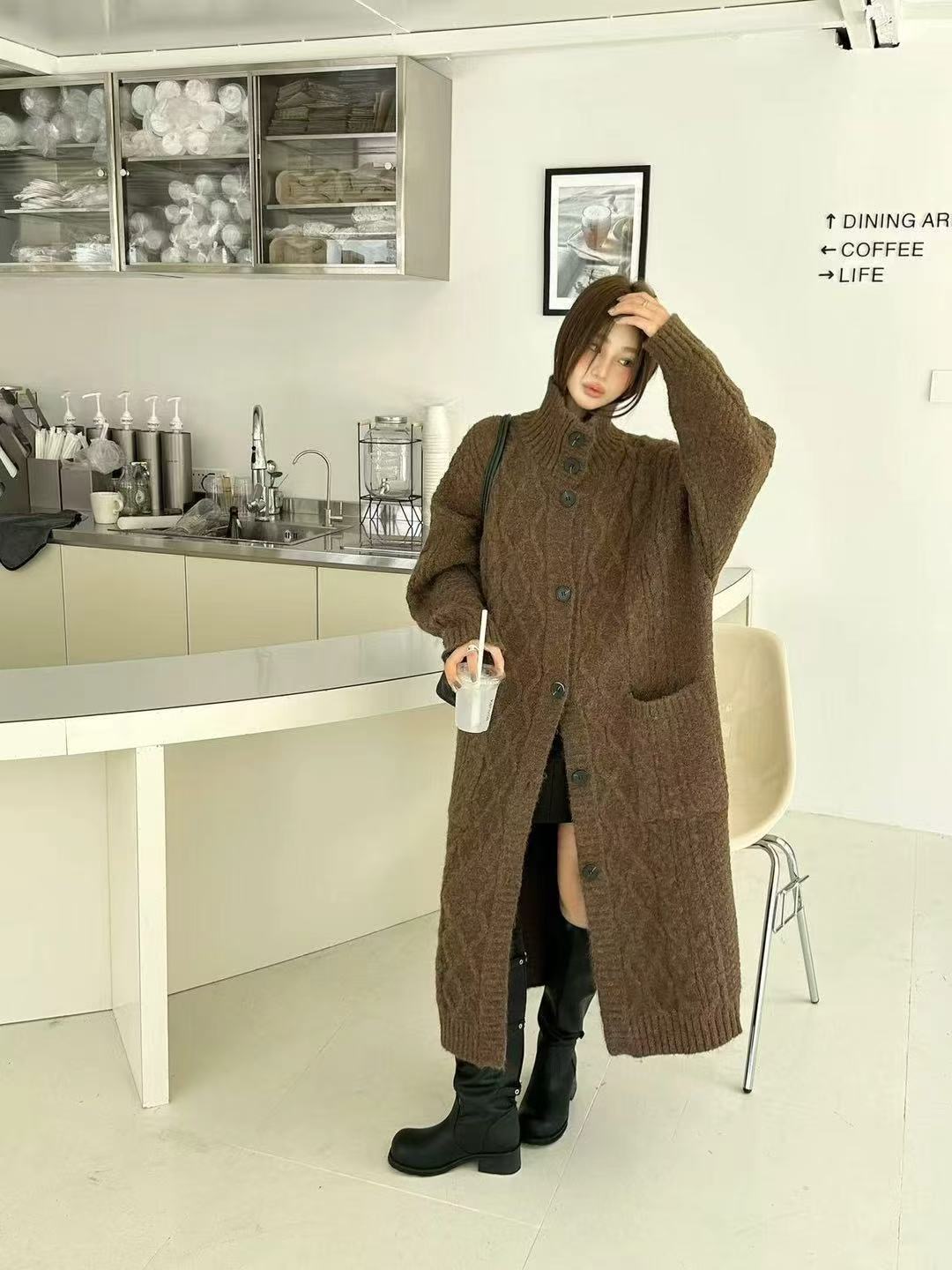 REALBLACK韓國直郵㊣女士新款推薦時尚職業人氣25秋冬中長款大衣REALBLACK中長款大衣圖色3