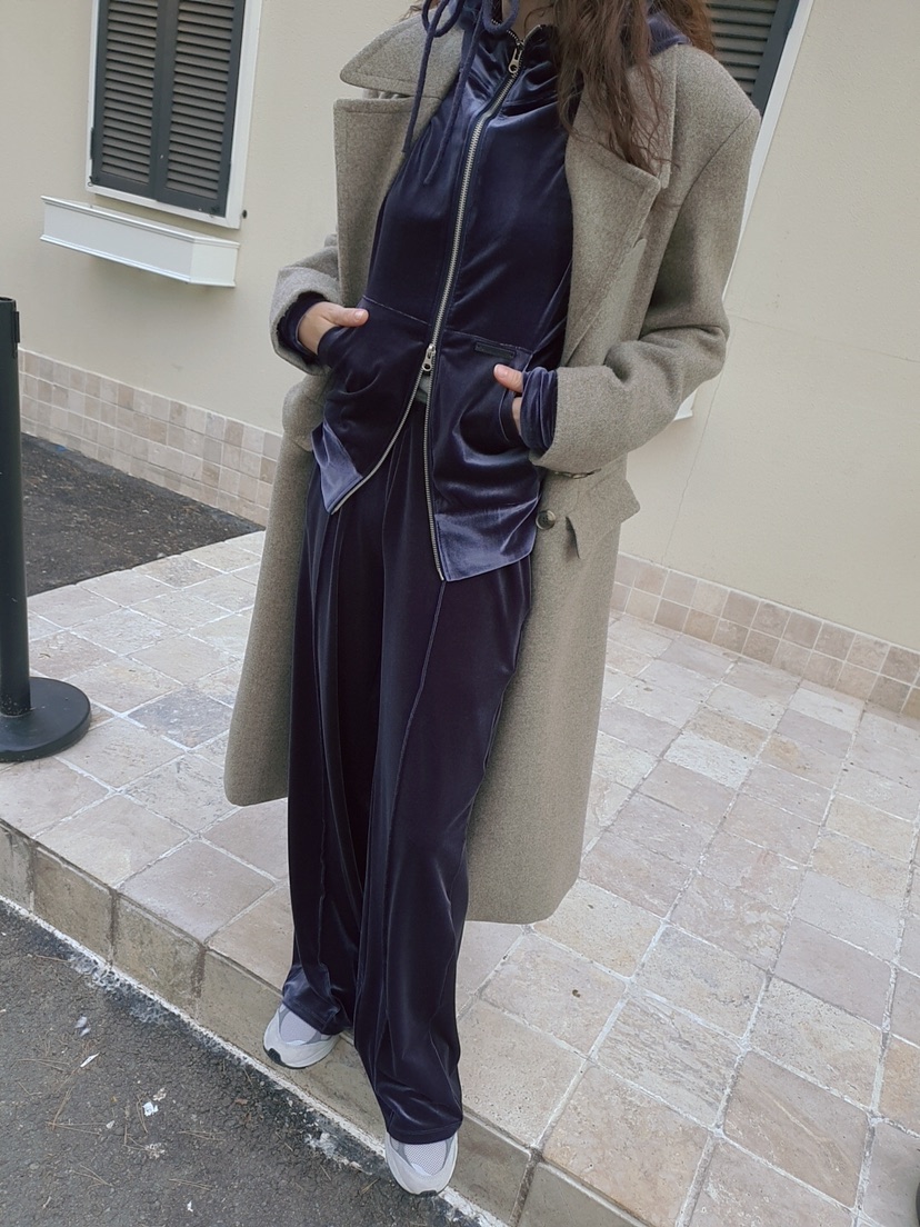 GENTLE B/LOVENTINA東大門㊣代購女裝新品25秋冬衛衣連帽拉鏈衫絲絨GENTLE B/LOVENTINA衛衣