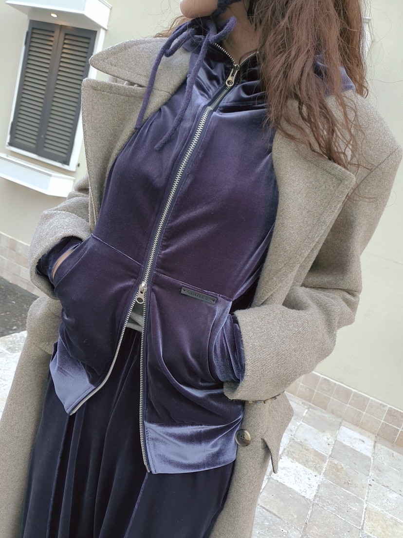 GENTLE B/LOVENTINA東大門㊣代購女裝新品25秋冬衛衣連帽拉鏈衫絲絨GENTLE B/LOVENTINA衛衣