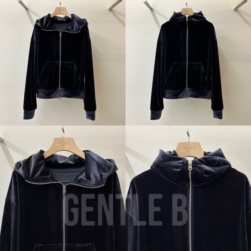 GENTLE B/LOVENTINA東大門㊣代購女裝新品25秋冬衛衣連帽拉鏈衫絲絨GENTLE B/LOVENTINA衛衣