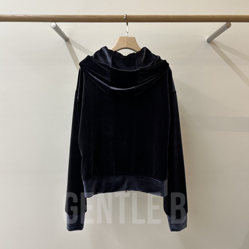 GENTLE B/LOVENTINA東大門㊣代購女裝新品25秋冬衛衣連帽拉鏈衫絲絨GENTLE B/LOVENTINA衛衣