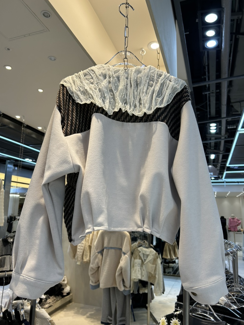 ECHOPARTY東大門㊣代購女士新品25秋冬時尚襯衫蕾絲衫人字紋ECHOPARTY襯衫/蕾絲衫