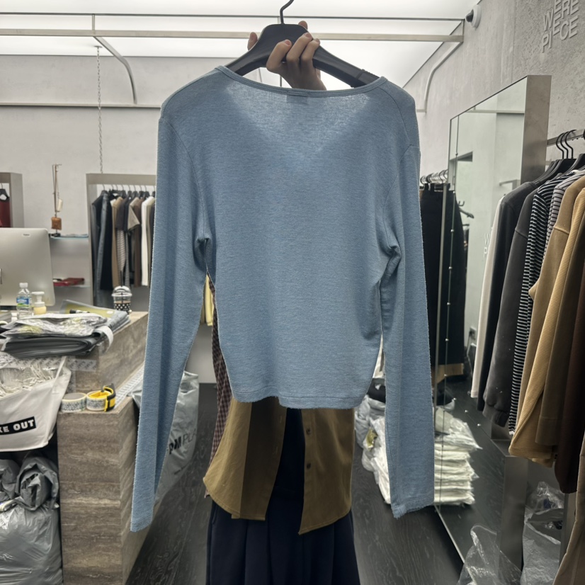 KARE/WEREPIECE東大門㊣代購女士新款職業長袖T恤披肩紐扣KARE/WEREPIECE長袖T恤