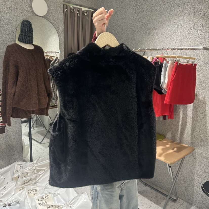 ADDICTED東大門㊣代購女士新品真品推薦人氣時尚職業馬甲貂皮ADDICTED馬甲