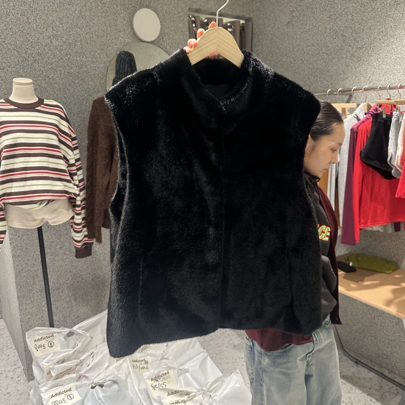 ADDICTED東大門㊣代購女士新品真品推薦人氣時尚職業馬甲貂皮ADDICTED馬甲圖色3