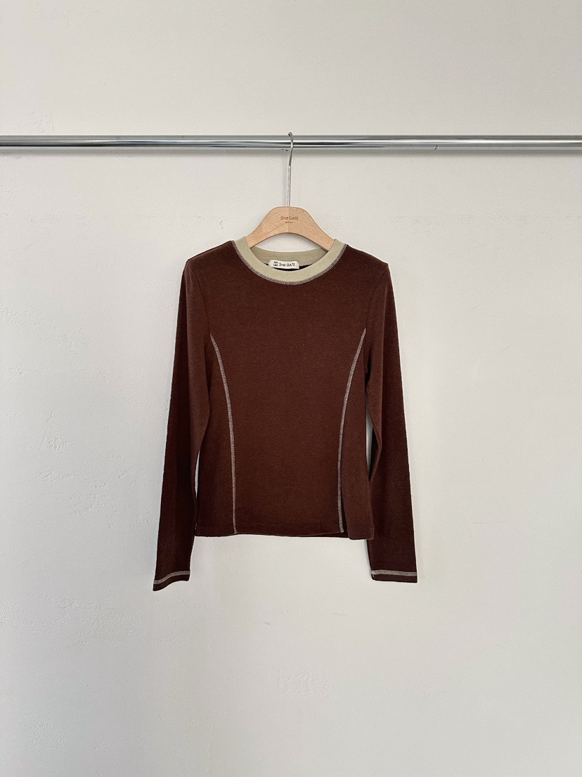 2ND GATE韓國直郵㊣女裝新款時尚人氣真品25秋冬熱賣長袖T恤2ND GATE長袖T恤圖色3棕色