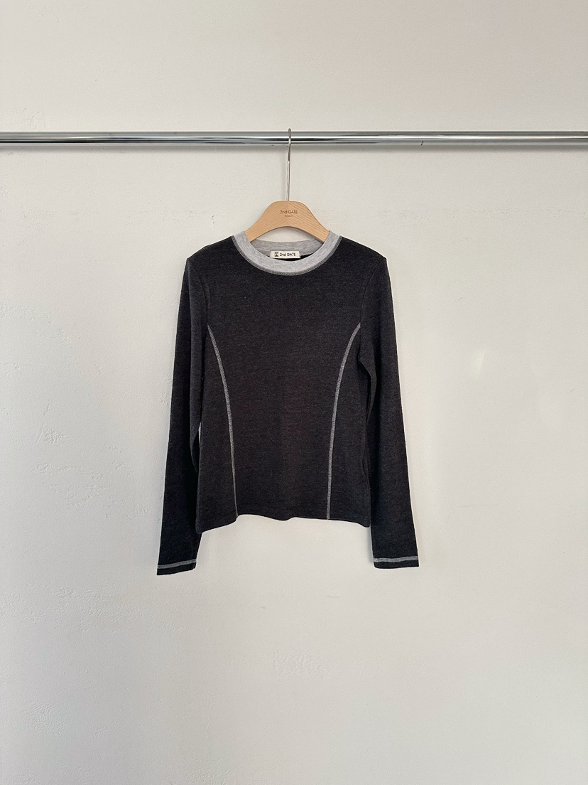 2ND GATE韓國直郵㊣女裝新款時尚人氣真品25秋冬熱賣長袖T恤2ND GATE長袖T恤圖色4墨色