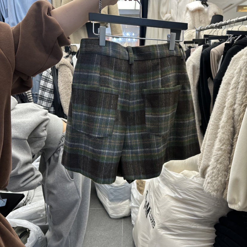 A-DEL韓國直郵㊣女裝新品人氣25秋冬真品職業推薦短褲格子A-DEL短褲