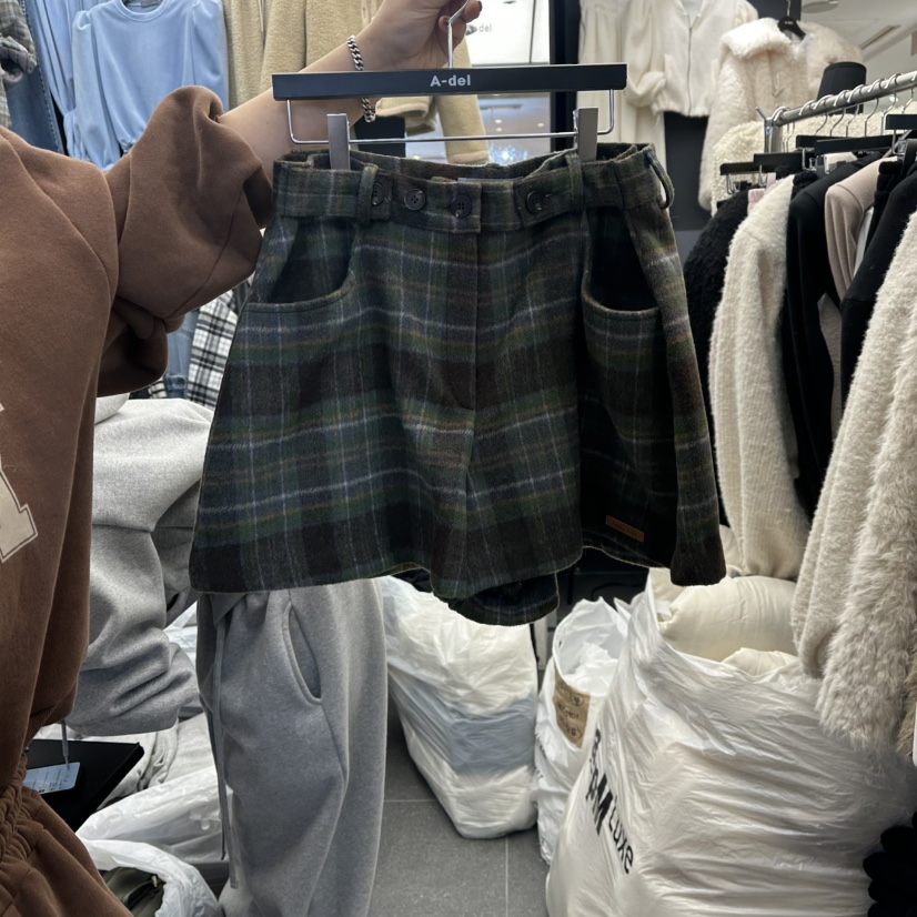 A-DEL韓國直郵㊣女裝新品人氣25秋冬真品職業推薦短褲格子A-DEL短褲圖色2