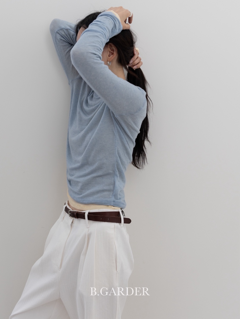 B_GARDER東大門㊣直郵女裝新款休閑熱賣職業人氣長袖T恤絲綢B.GARDER長袖T恤