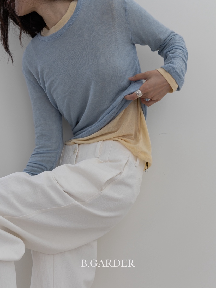 B_GARDER東大門㊣直郵女裝新款休閑熱賣職業人氣長袖T恤絲綢B.GARDER長袖T恤