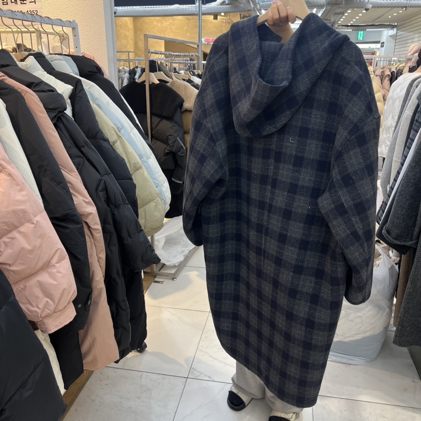 SIMPLE PARK/WMSTORY東大門㊣實拍女裝新品真品中長款大衣格子SIMPLE PARK/WMSTORY中長款大衣