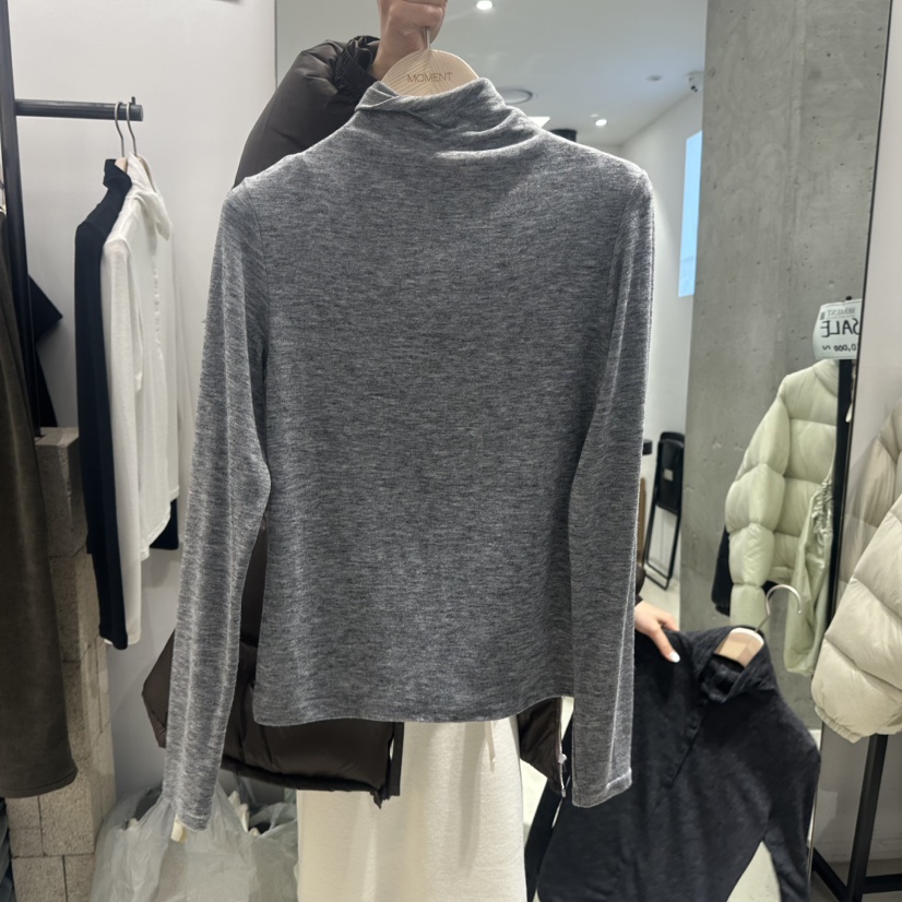MOMENT東大門㊣代購女裝新品25秋冬休閑人氣熱賣職業長袖T恤MOMENT/RECOVER長袖T恤圖色4灰色