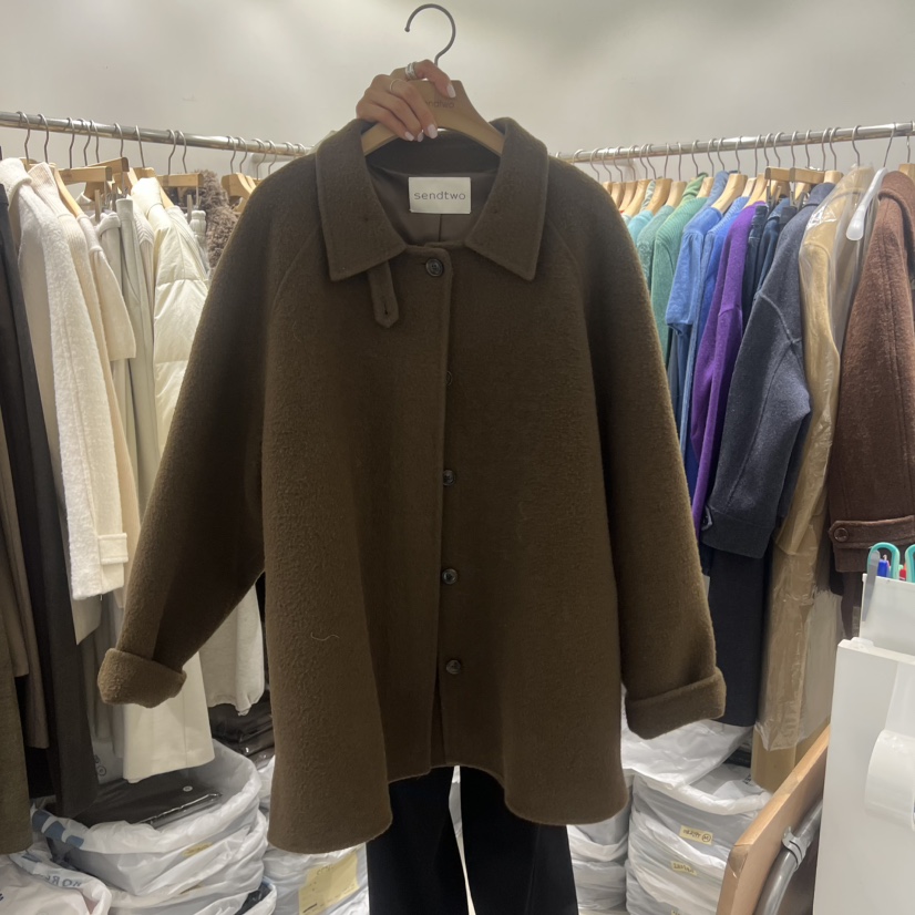SENDTWO東大門㊣代購女裝新款熱賣25秋冬休閑時尚中長款大衣SENDTWO中長款大衣圖色2