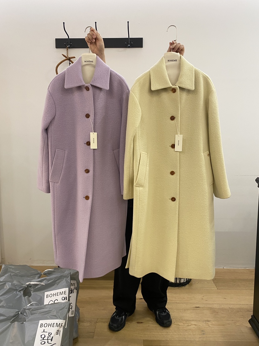 BOHEME韓國直郵㊣女裝新品真品時尚推薦25秋冬中長款大衣羊毛BOHEME中長款大衣