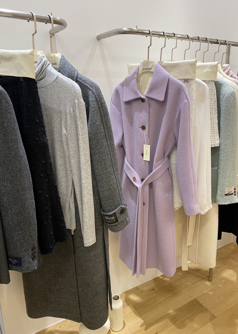 BOHEME韓國直郵㊣女裝新品真品時尚推薦25秋冬中長款大衣羊毛BOHEME中長款大衣