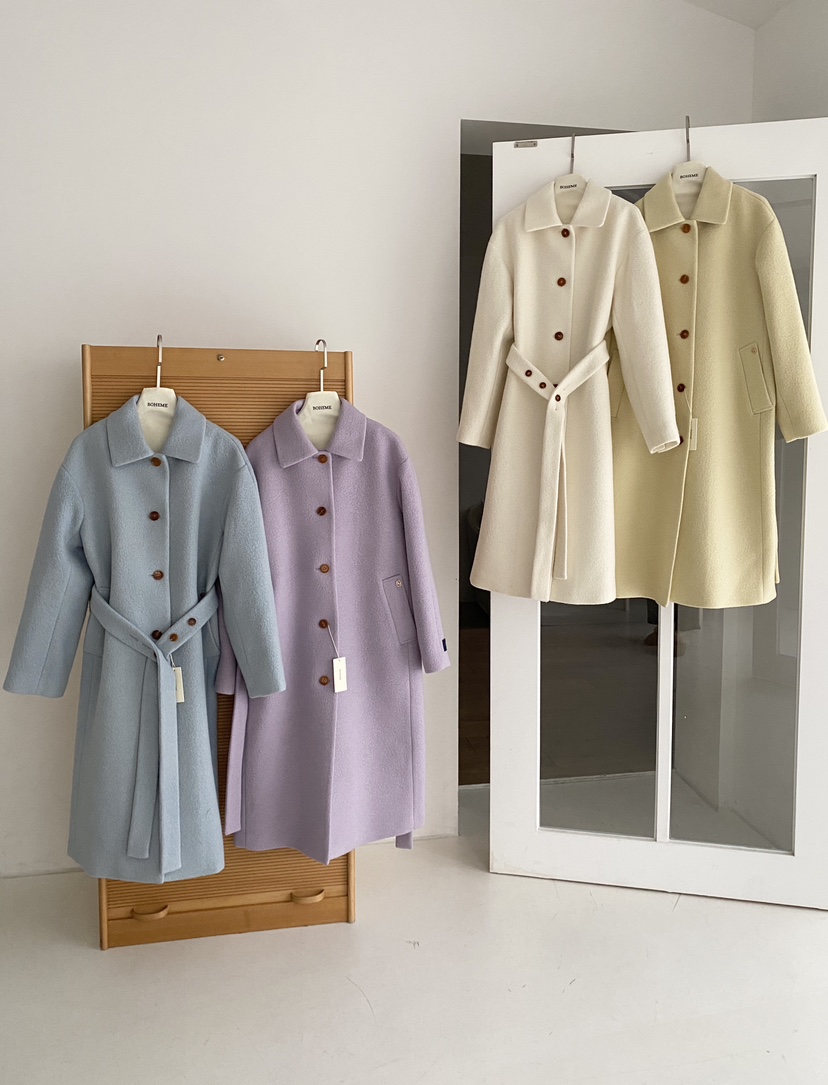 BOHEME韓國直郵㊣女裝新品真品時尚推薦25秋冬中長款大衣羊毛BOHEME中長款大衣