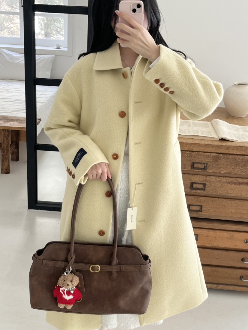 BOHEME韓國直郵㊣女裝新品真品時尚推薦25秋冬中長款大衣羊毛BOHEME中長款大衣