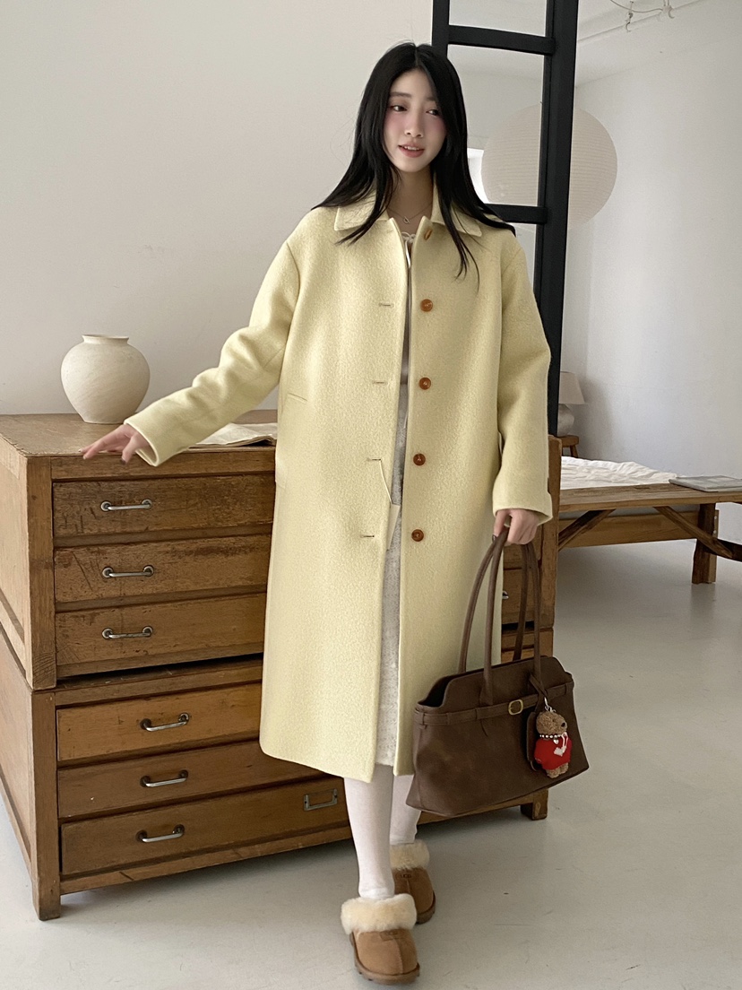 BOHEME韓國直郵㊣女裝新品真品時尚推薦25秋冬中長款大衣羊毛BOHEME中長款大衣