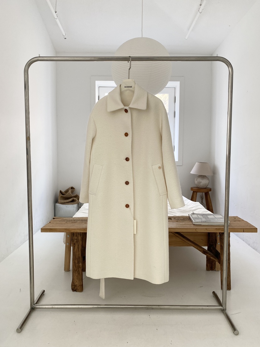 BOHEME韓國直郵㊣女裝新品真品時尚推薦25秋冬中長款大衣羊毛BOHEME中長款大衣圖色2