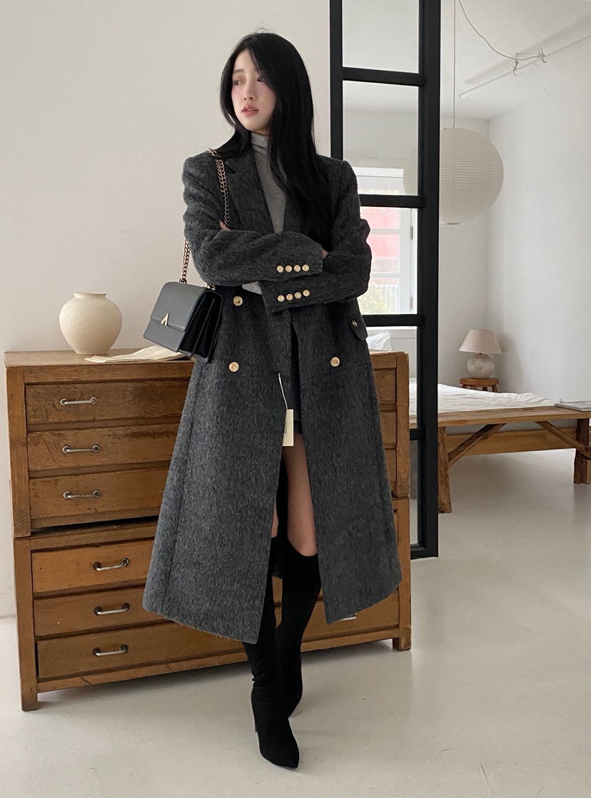 BOHEME韓國直郵㊣女裝新款時尚休閑推薦人氣真品中長款大衣BOHEME中長款大衣