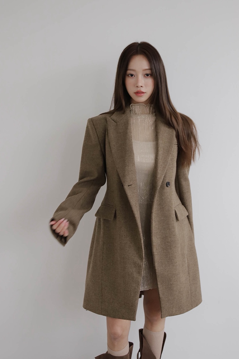 SLIT韓國代購㊣女士新品25秋冬休閑熱賣真品職業中長款大衣SLIT中長款大衣