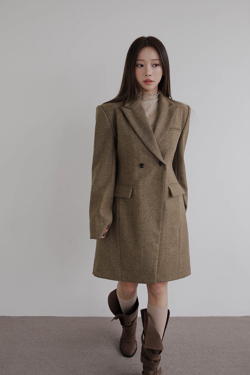 SLIT韓國代購㊣女士新品25秋冬休閑熱賣真品職業中長款大衣SLIT中長款大衣