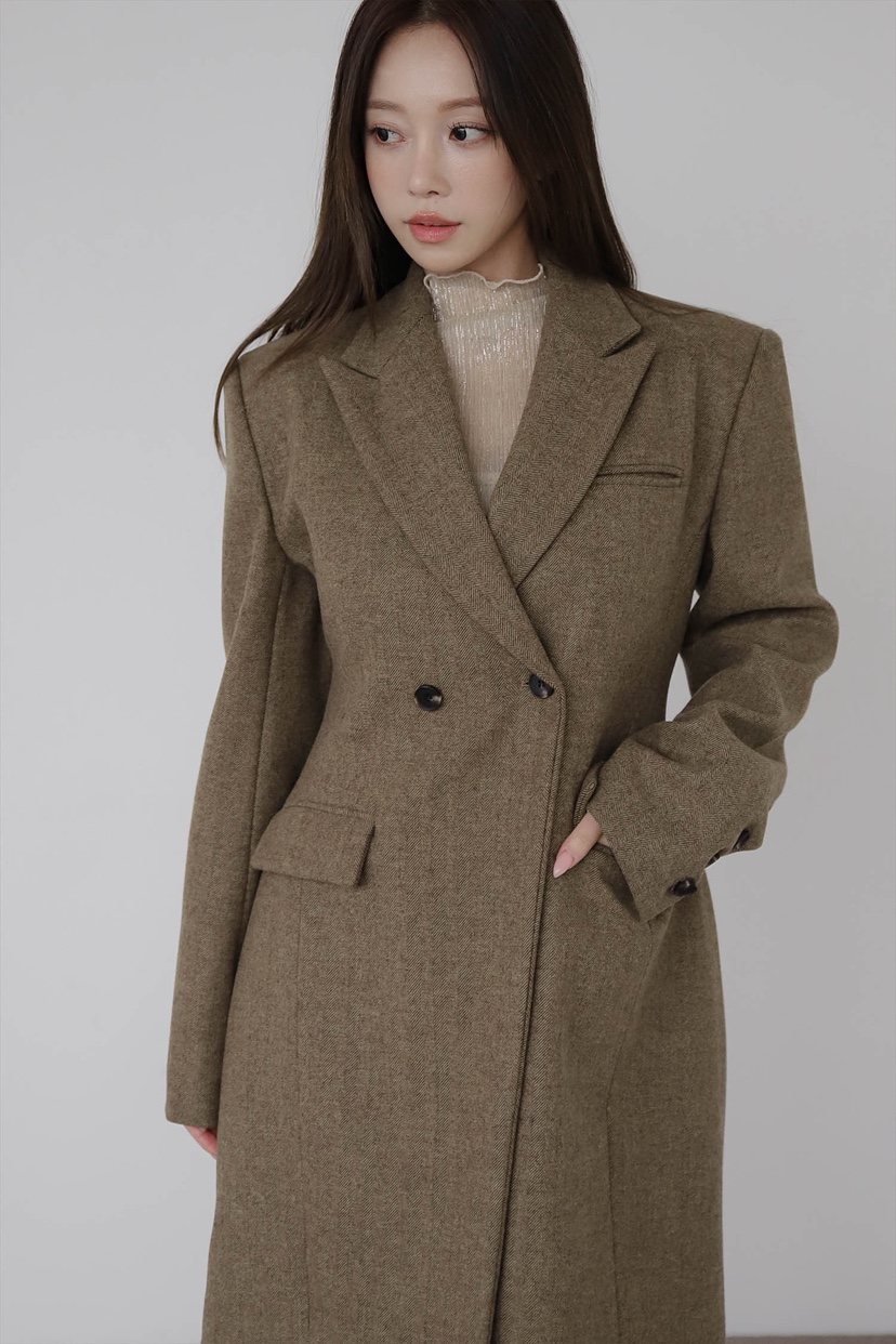 SLIT韓國代購㊣女士新品25秋冬休閑熱賣真品職業中長款大衣SLIT中長款大衣