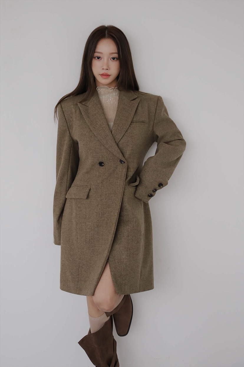 SLIT韓國代購㊣女士新品25秋冬休閑熱賣真品職業中長款大衣SLIT中長款大衣