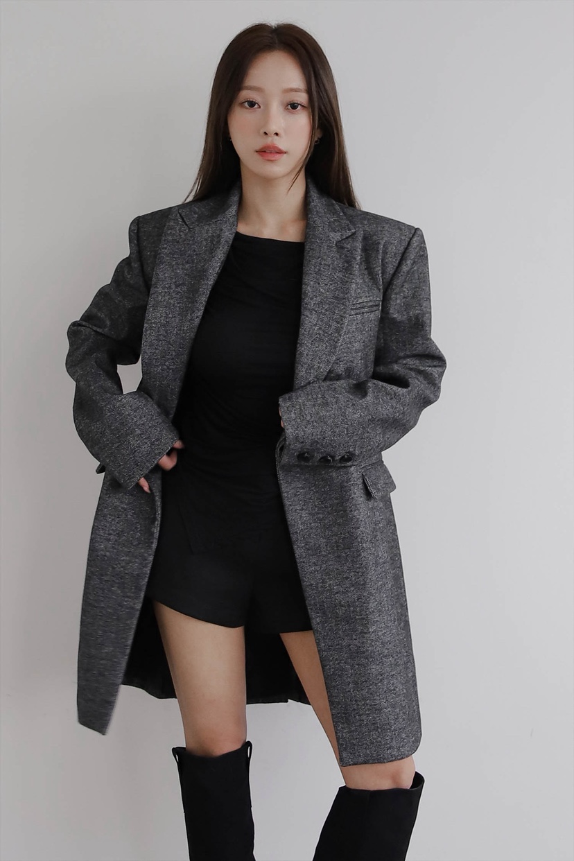 SLIT韓國代購㊣女士新品25秋冬休閑熱賣真品職業中長款大衣SLIT中長款大衣