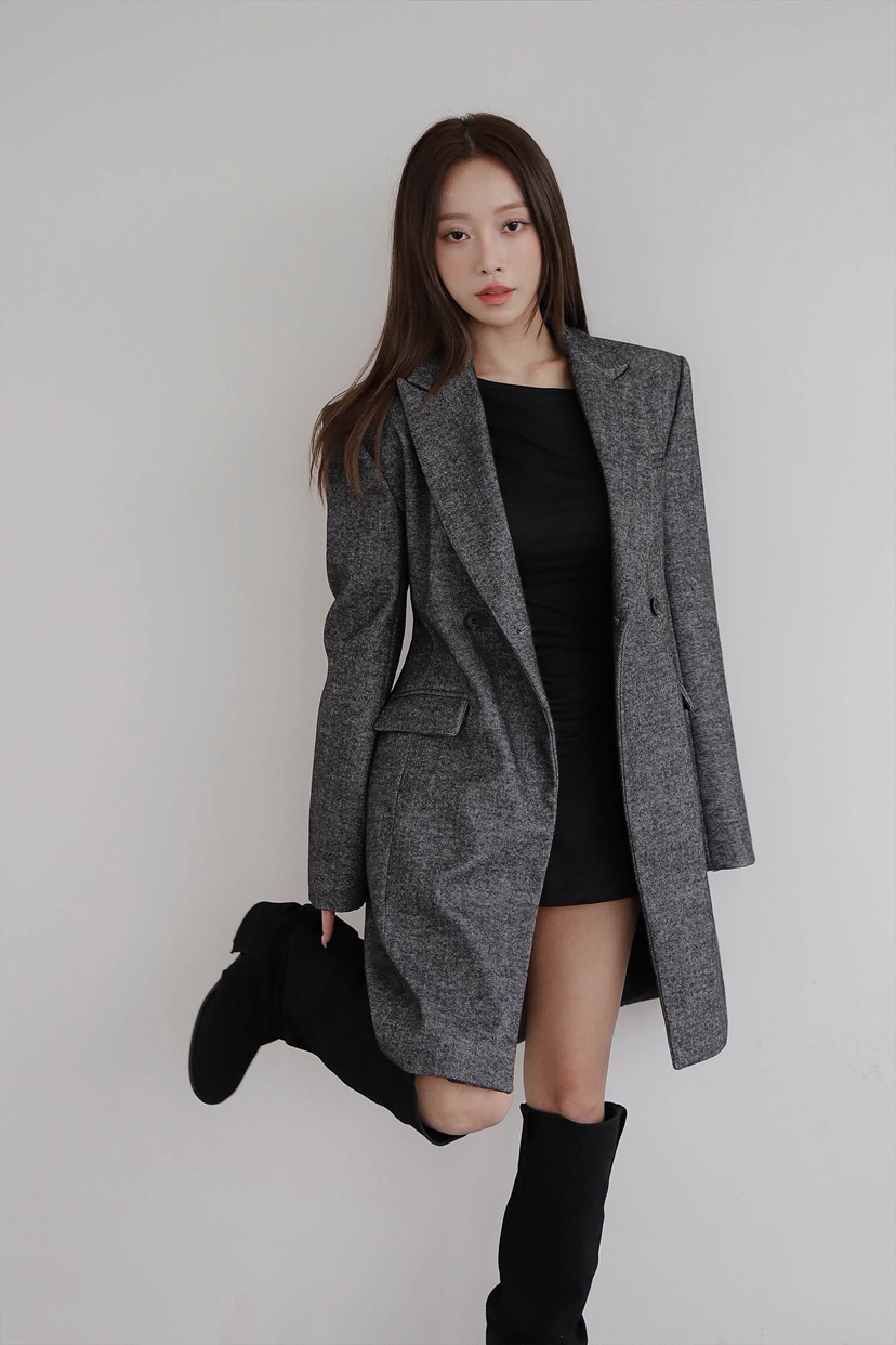 SLIT韓國代購㊣女士新品25秋冬休閑熱賣真品職業中長款大衣SLIT中長款大衣